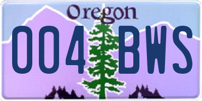 OR license plate 004BWS
