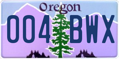OR license plate 004BWX