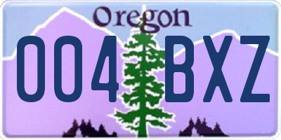 OR license plate 004BXZ