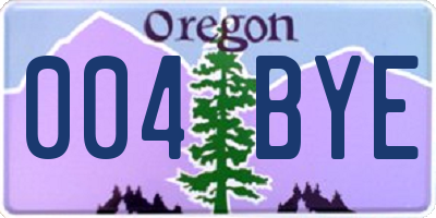 OR license plate 004BYE