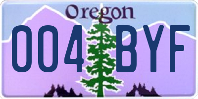 OR license plate 004BYF