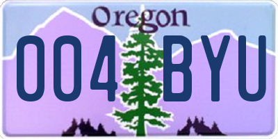 OR license plate 004BYU