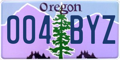OR license plate 004BYZ