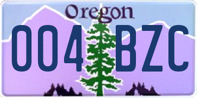 OR license plate 004BZC
