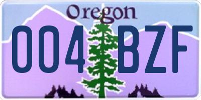 OR license plate 004BZF