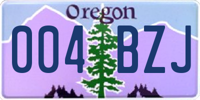 OR license plate 004BZJ