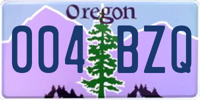 OR license plate 004BZQ