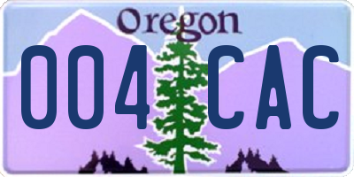 OR license plate 004CAC