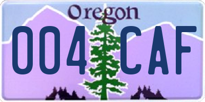 OR license plate 004CAF