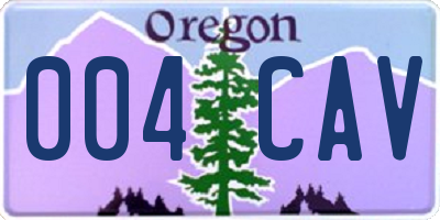 OR license plate 004CAV