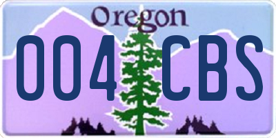 OR license plate 004CBS