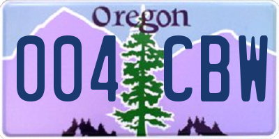OR license plate 004CBW