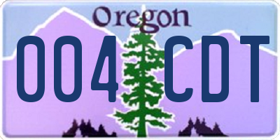OR license plate 004CDT