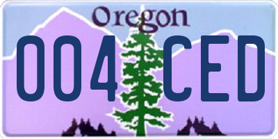 OR license plate 004CED
