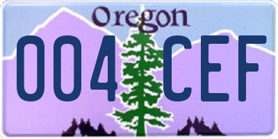 OR license plate 004CEF