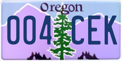 OR license plate 004CEK