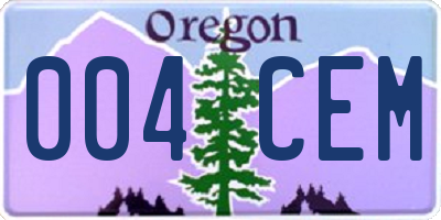 OR license plate 004CEM
