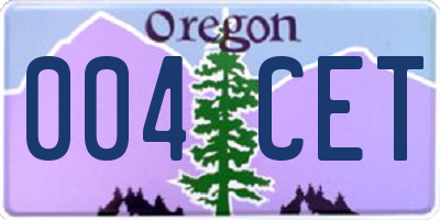 OR license plate 004CET