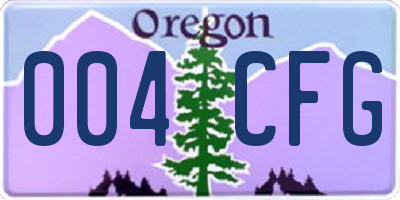 OR license plate 004CFG