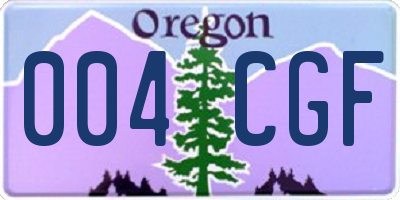OR license plate 004CGF