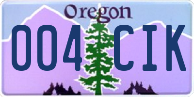 OR license plate 004CIK