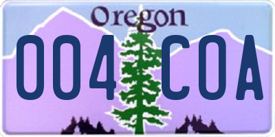 OR license plate 004COA
