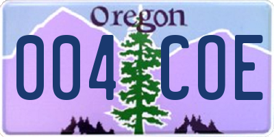 OR license plate 004COE