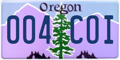 OR license plate 004COI