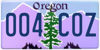 OR license plate 004COZ