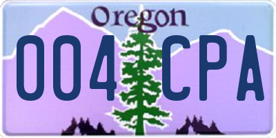 OR license plate 004CPA