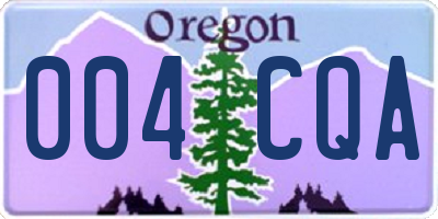 OR license plate 004CQA