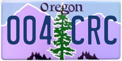 OR license plate 004CRC