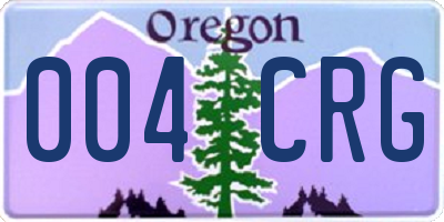 OR license plate 004CRG