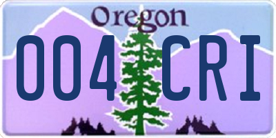 OR license plate 004CRI