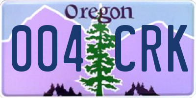 OR license plate 004CRK