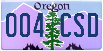 OR license plate 004CSD