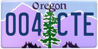 OR license plate 004CTE