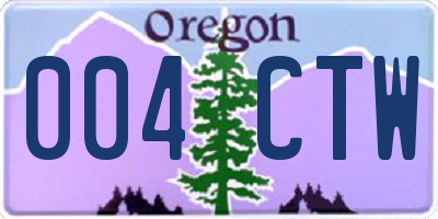 OR license plate 004CTW
