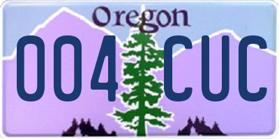 OR license plate 004CUC
