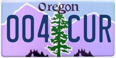 OR license plate 004CUR