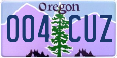 OR license plate 004CUZ