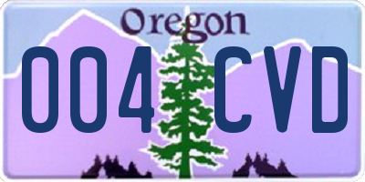 OR license plate 004CVD