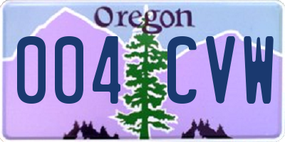 OR license plate 004CVW