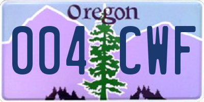 OR license plate 004CWF