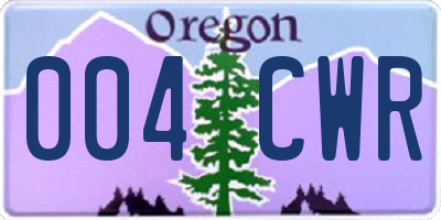OR license plate 004CWR