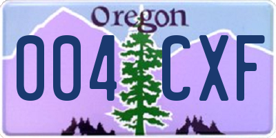 OR license plate 004CXF