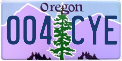 OR license plate 004CYE