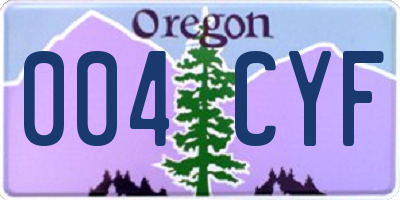 OR license plate 004CYF