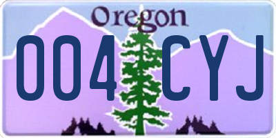 OR license plate 004CYJ