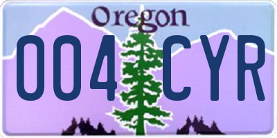 OR license plate 004CYR